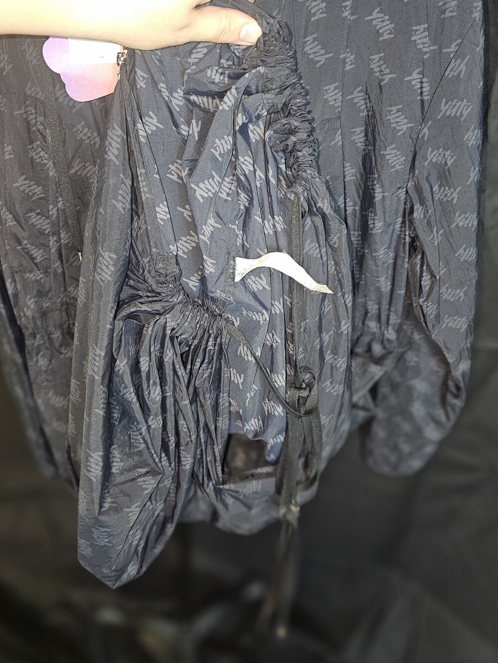 YITTY Navy Hooded Trench Coat with Subtle Logo Print - Picture 3 of 4